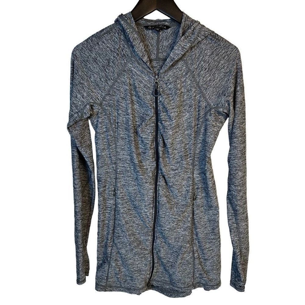 Athleta Jacket Womens small Gray Long Sleeve Full Zipper Hoodie Active Wear Gym
